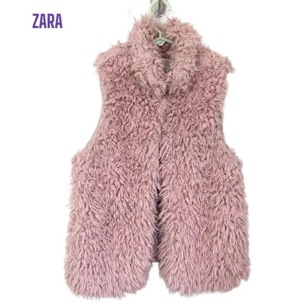 ZARA Kids pink faux fur fuzzy Barbiecore vest 13-14